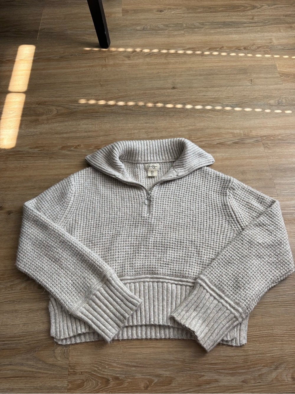 Jessica Simpson Cream Waffle Half-Zip Sweater